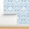 Watercolor Damask Botanical Floral Light Blue Monochrome Classic Baroque Acanthus Leaf Custom Removable Wallpaper by Spoonflower Peel & Stick Wallpaper 2FT Wide